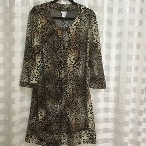 Chico’s Leopard Print Single Button Placket Sheath Dress, Chico’s Size 3, US 16